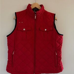Ralph Lauren Women’s Large Red Quilted Vest Zip Front Winter Layering Outdoor